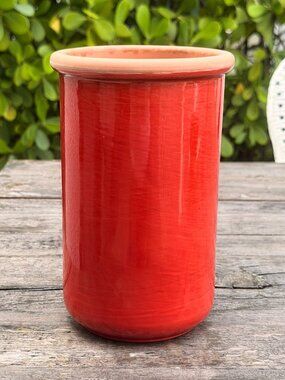 COLI Terra Cotta Wine Chiller Cooler Utensil Holder Vase Orange Red Italy